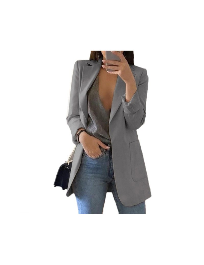 Blazers New Fashion Slim Blazers Women Autumn Suit Jacket Female Work Office Lady Suit Black with Pockets Business Notched Bl...