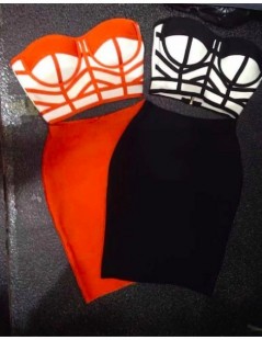 Dress Suits 2015 new arrival orange and white color blocked strapless 2 piece sets bandage dress wholesale black white Dress ...