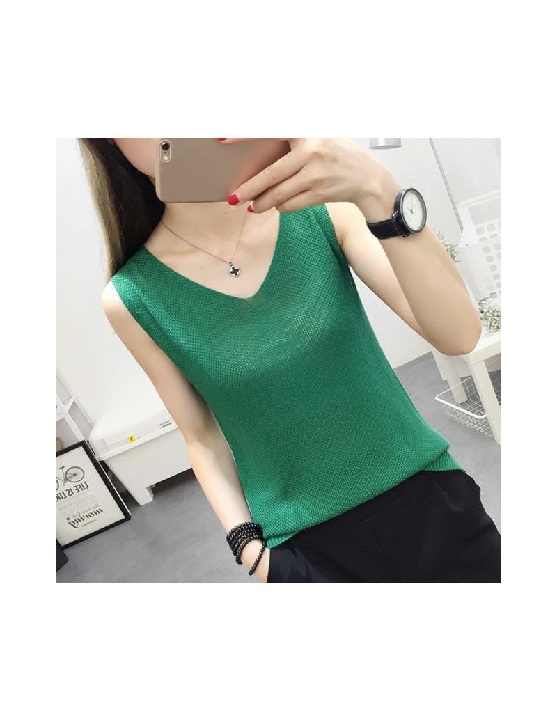 2019 New Tanks women fashion Summer Sexy Knitted vest T-shirts Tank Top Solid Cotton Sleeveless Camisole Tops Women's Vestid...