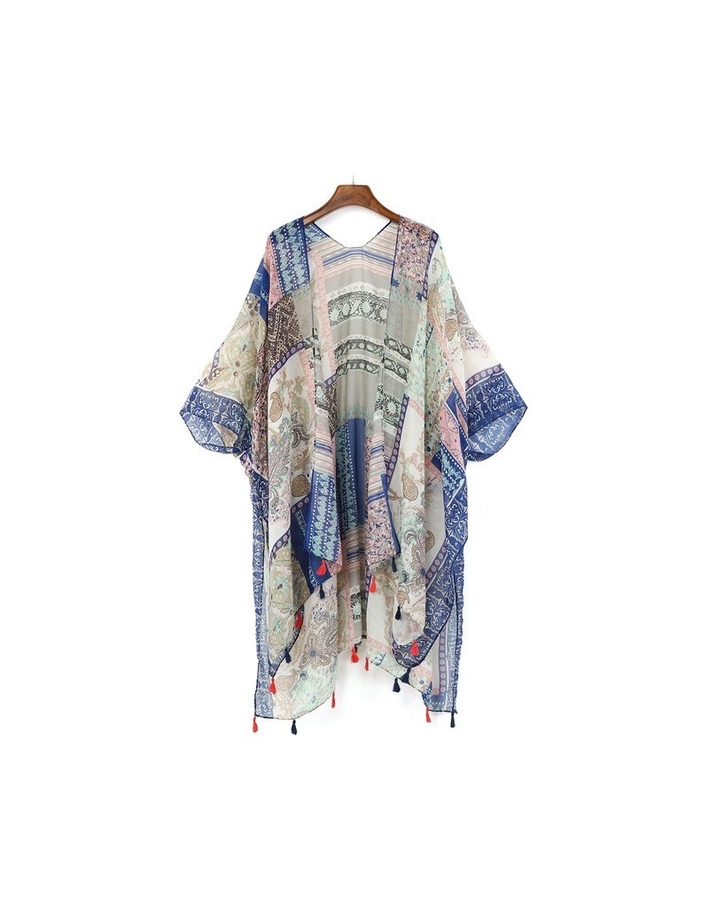 Boho Irregular Blouses Printed Kimono Cardigan 2019 Summer Women Blusas Casual Loose Bohemian Blouse Shirts Long Outerwear -...