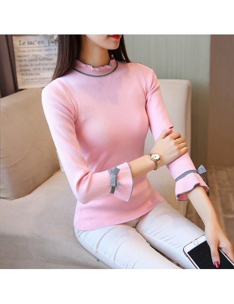Pullovers Women's sweaters New Women's pullover High elastic falbala knitted lace collar all-match bottoming shirt - see char...