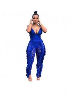 Jumpsuits Elegant Jumpsuit For Women 2019 New Design Lace Mesh Embroidery Hollow Out Neon Bodysuit Deep V-neck Sexy Party Wom...