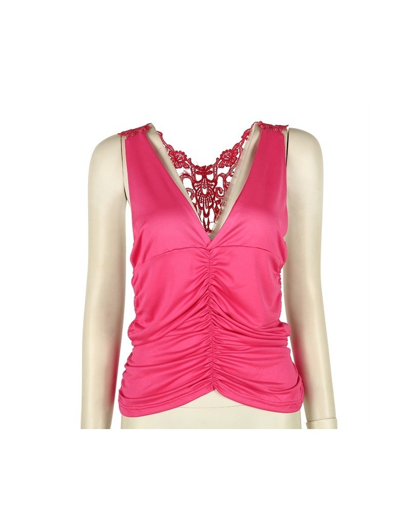 Tank Tops Sexy Women Sleeveless Vest Top Club Camis Hollow out Slim Sexy Tank Tops Liva girl - Pink - 5E111215739302-3 $17.24