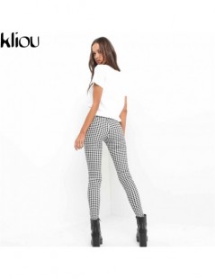 Pants & Capris Gray White Plaid Pants Sweatpants Women Side Stripe Trousers Casual Cotton Comfortable zippers high waist Pant...