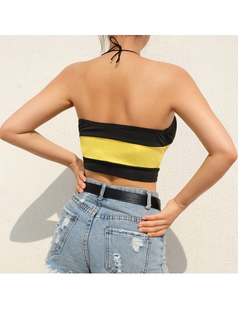 Tank Tops Summer Bralette Crop Top Streetwear Bandage Top Feminino Tank Tops Graphic Tees Women Patchwork Color Female Bustie...