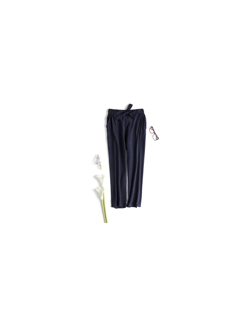 Women Silk Harem pants 100% REAL silk Solid Loose Ankle-length Elastic waist pants Silk chiffon under pants 2017 Spring - Na...