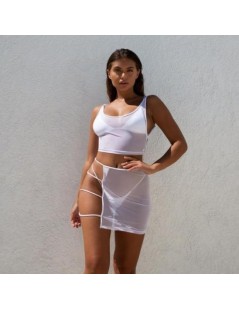 Women's Sets Sexy Sheer Mesh Club 2 Two Pieces Sets Women 2019 Summer Outfits See Through Long Sleeve Crop Tops+Bodycon Party...
