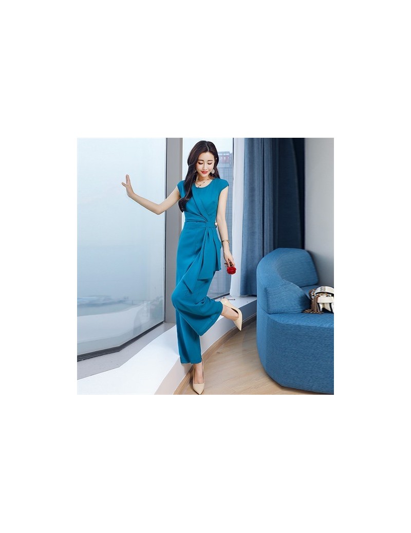 Long solid Jumpsuits fashion 2018 new Summer Women elegant Long Rompers office lady Jumpsuit high quality - Blue - 413943188...
