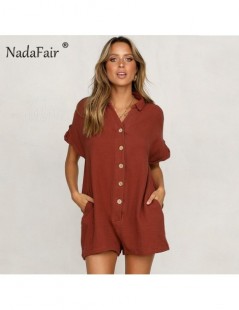 Rompers short sleeve single-breasted casual women sexy playsuits 2019 turn-down collar loose summer rompers female jumpsuits ...