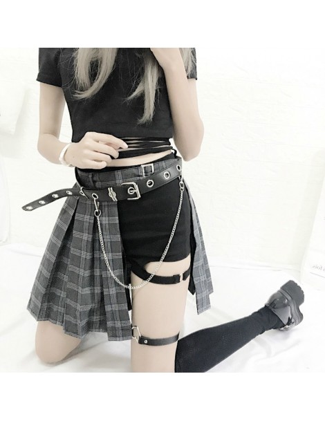 Shorts Black Punk Style Hollow out Shorts High Waist Skinny Sexy Shorts for Women Harajuku Gothic Girls Bandage Shorts - Skir...