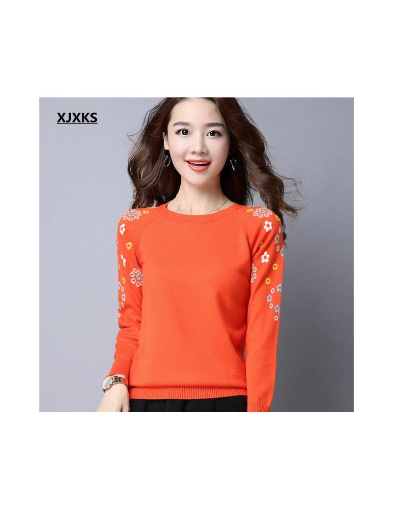 Knitted Sweater Women 2019 Autumn And Winter Women Sweaters High Quality Long Sleeve Pullover Ladies Jumper - Orange - 43394...