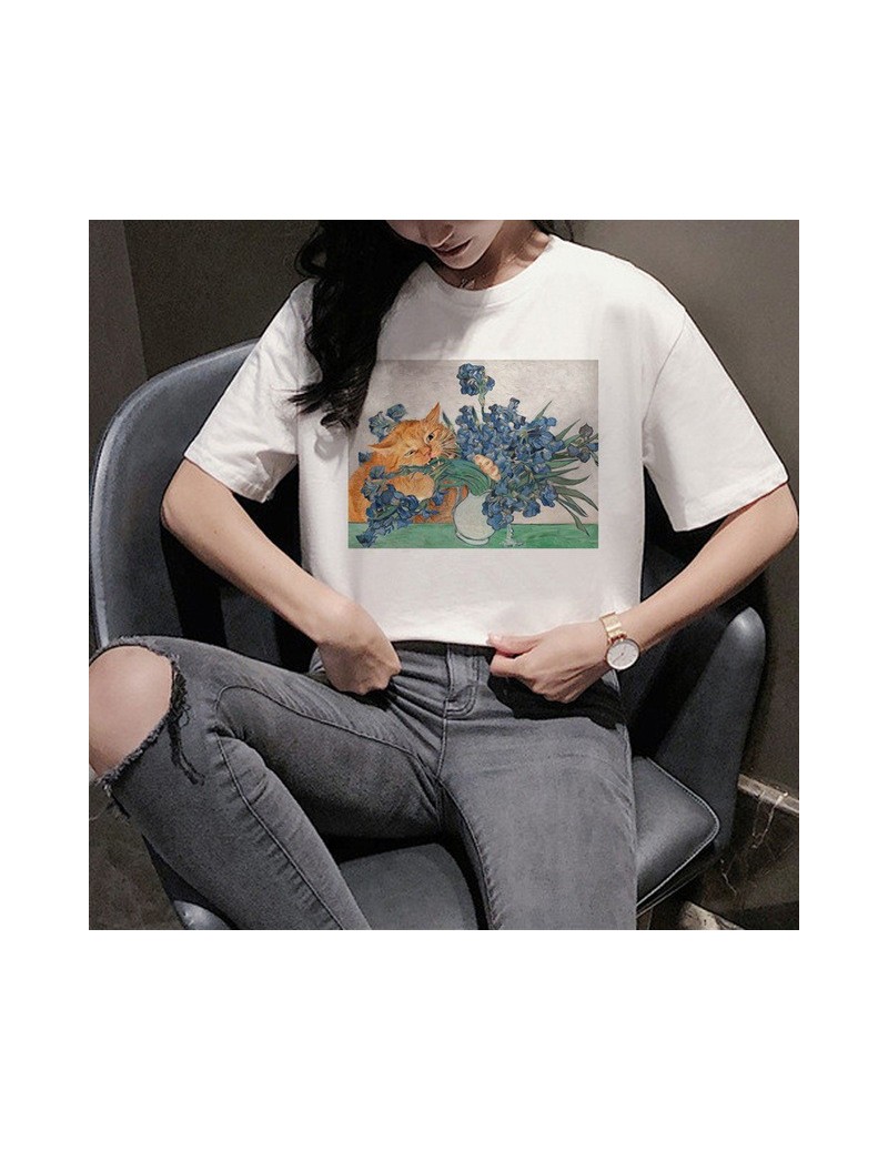 Kawaii Cat Harajuku T Shirt Women Funny Cartoon Ullzang T-shirt 90s Graphic Aesthetic Tshirt Korean Style Cute Top Tees Fema...