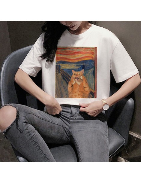 T-Shirts Kawaii Cat Harajuku T Shirt Women Funny Cartoon Ullzang T-shirt 90s Graphic Aesthetic Tshirt Korean Style Cute Top T...