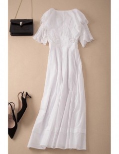 Dresses 2019 New Women Cotton White Long Dress Short Sleeve Embroidery Ruffle Summer Fresh Midi Dress - White - 444123672597 ...
