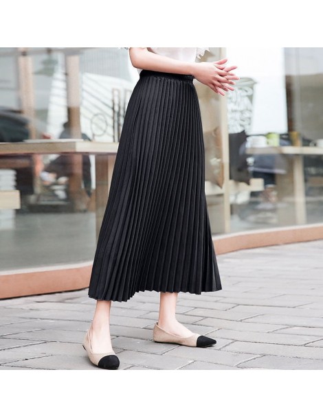 Skirts 2019 new summer fashion women clothes 2019 Autumn Solid Color Long Fund Will Code Pleated Skirt High Waist Half-body S...