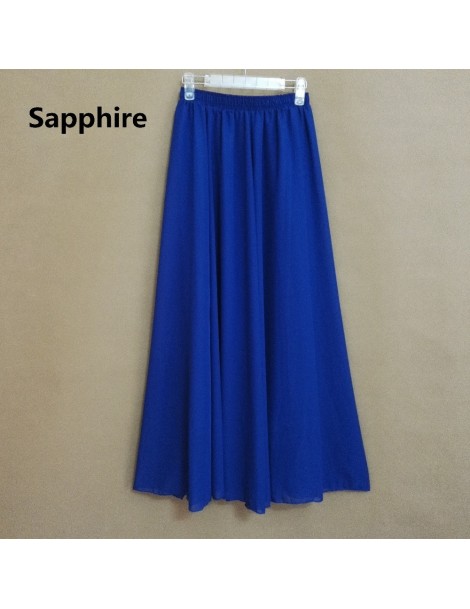 Skirts Long Skirt Elegant Style Women Pastel Jupe Pleated Chiffon Maxi Skirts Floor-Length Saia Vintage Saias Womens Solid Fa...