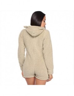 Rompers Fashion Women Hooded Playsuit Winter Long Sleeve Fur Jumpsuit Cute Bear Ear Short Jumpsuits - Gray - 4000086892472 $1...