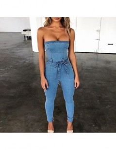 Jumpsuits Zipper sexy denim jumpsuit long women romper bodycon summer jeans overalls Casual fashion off shoulder party club w...