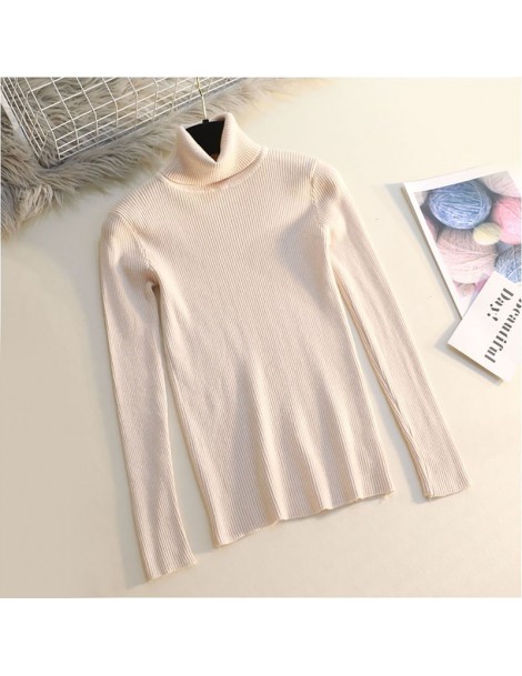 Pullovers 2019 casual Autumn Winter Basic Sweater pullovers Women turtleneck Solid Knit Slim Pullover female Long Sleeve warm...