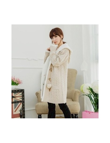 Cardigans 2018 New Winter Women Sweater coat Long sleeve Pure color Single Breasted Hooded Knitted Cardigan Women Sweater War...