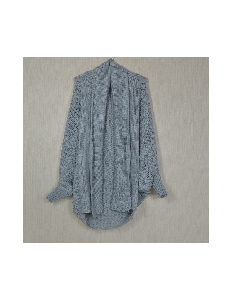 BOHO Winter cardigans for women oversize batwing sleeve sweaters long cardigan female knitted clothes khaki jackets - grey -...