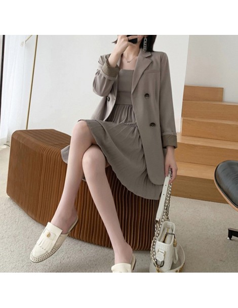 Dress Suits High quality women's suits large size XL-5XL 2019 autumn new loose double-breasted blazer Women's casual pleated ...