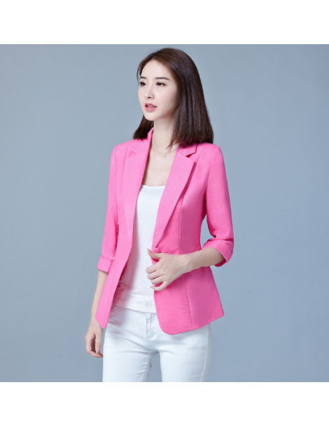 Blazers Plus Size Women's Blazers Three Quarter Sleeve Suit Jackets 2019 Summer Single Button Oversized Office Lady Suit Coat...