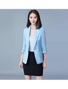 Blazers Plus Size Women's Blazers Three Quarter Sleeve Suit Jackets 2019 Summer Single Button Oversized Office Lady Suit Coat...
