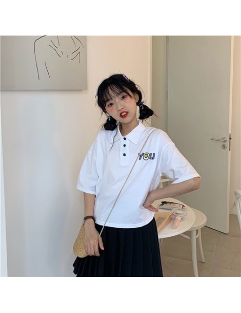 Polo Shirts Cute Egg Letter Embroidered Cotton Hit Fashion New 2019 Summer College Wind School Short Sleeve Female Polo Shirt...