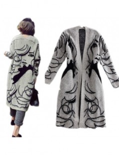 Cardigans Women Long Cardigan Sweater Coat Fashion Printing Knitted Long Sleeve Cardigan Lady Casual Mohair Women Coats And J...