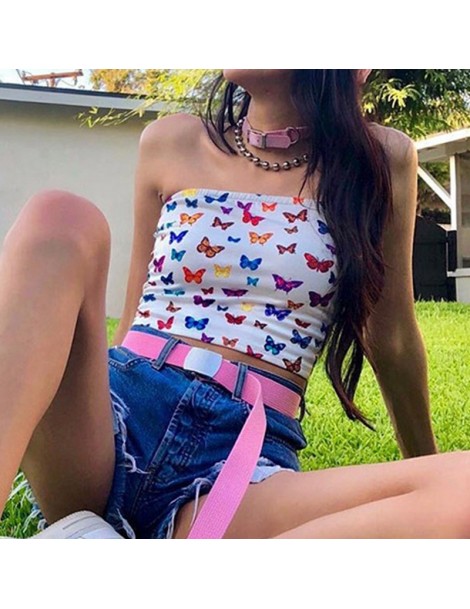 Tank Tops 2019 Women Summer Crop Top Tanks Tops Cute Sexy Streetwear Sleeveless Festival Party Clothes Ladies Butterfly Print...