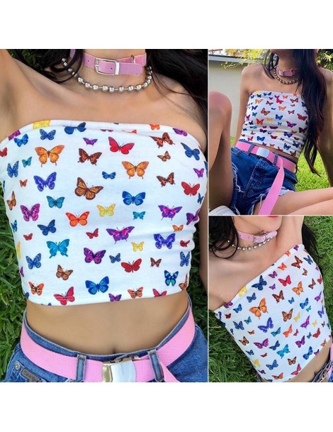 Tank Tops 2019 Women Summer Crop Top Tanks Tops Cute Sexy Streetwear Sleeveless Festival Party Clothes Ladies Butterfly Print...