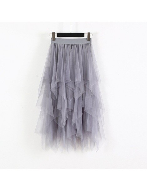 Skirts Fashion 2019 Spring Party Skirt Elastic High Waist Long Tulle Skirt Women Irregular Hem Mesh Tutu Skirt Ladies - Pink ...