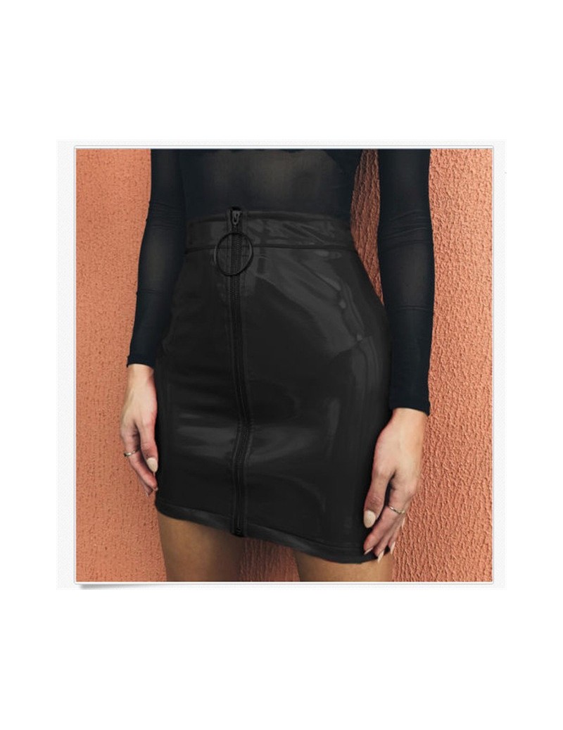 Skirts 2018 New Fashion Skirt Women Zipper PU Leather Pencil High Waist Mini Skirt Sexy Bodycon Office Lady Skirt 5 Color - B...