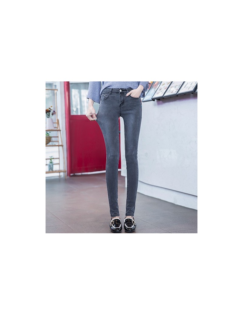 Women's Black Jeans Women Stretch Gray Classic High Waist Skinny Jeans With Embroidery Women's Stretch Denim Pants Woman - G...