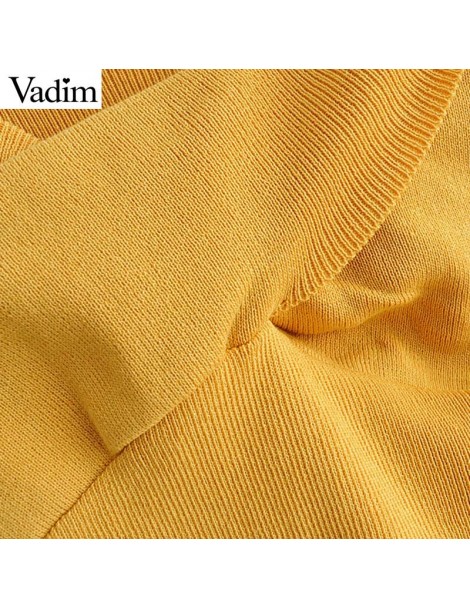 Blouses & Shirts women elegant pleated V neck knitted solid blouse sleeveless backless chic female shirts casual yellow white...