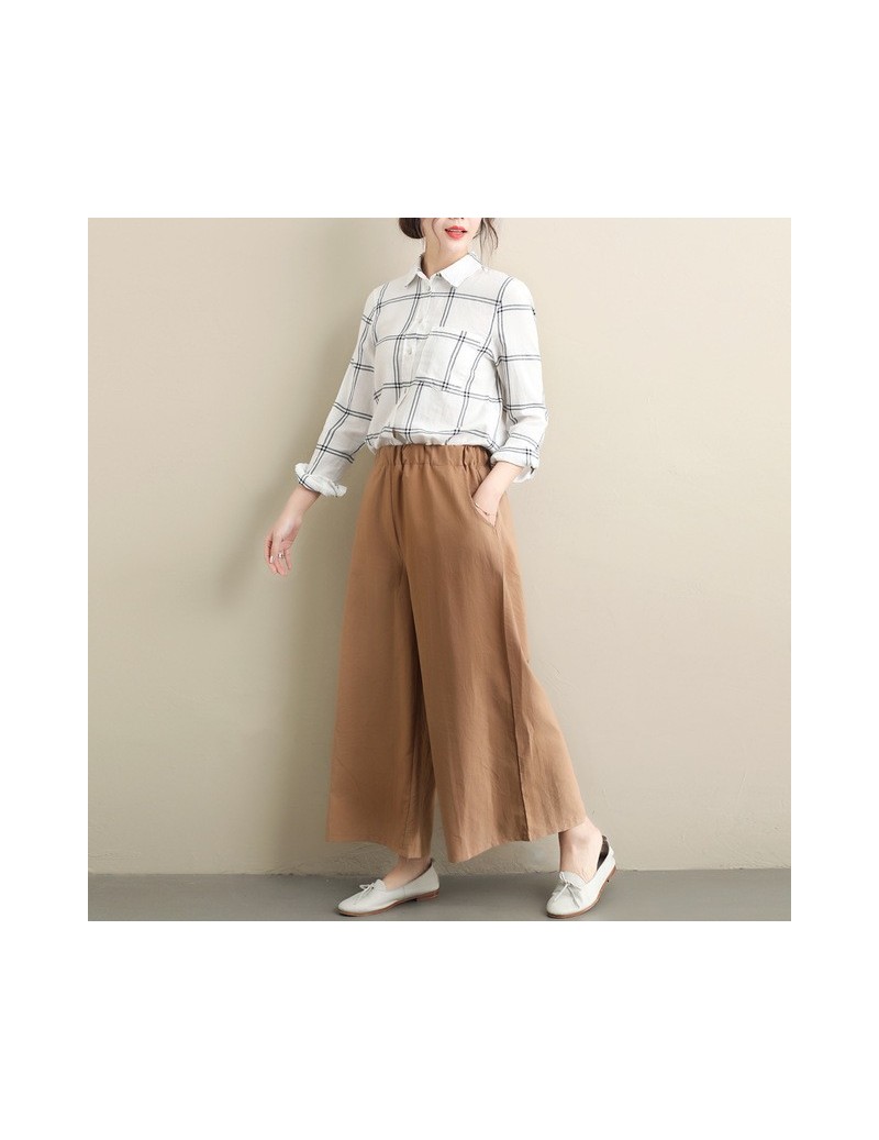 Pants & Capris Fashion Wide leg pants 2019 spring causal loose cotton women pants trousers women solid elastic waist flare pa...