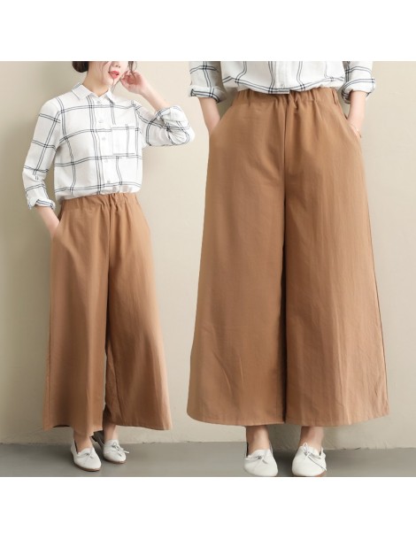 Pants & Capris Fashion Wide leg pants 2019 spring causal loose cotton women pants trousers women solid elastic waist flare pa...