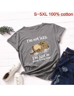 T-Shirts S-5XL Plus Size Bear T Shirt Funny Lazy Cat Print Tshirt 100% Cotton Letter Women Tops cute Cartoon Animal Tee Shirt...