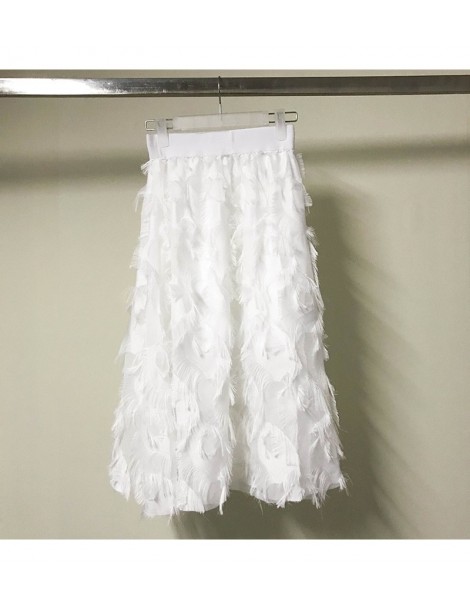 Skirts 2018 New Spring Summer Bubble Tulle Tassel Skirt Women Tulle Skirts Female Tutu Skirts Pleated Feather Applique Skirt ...