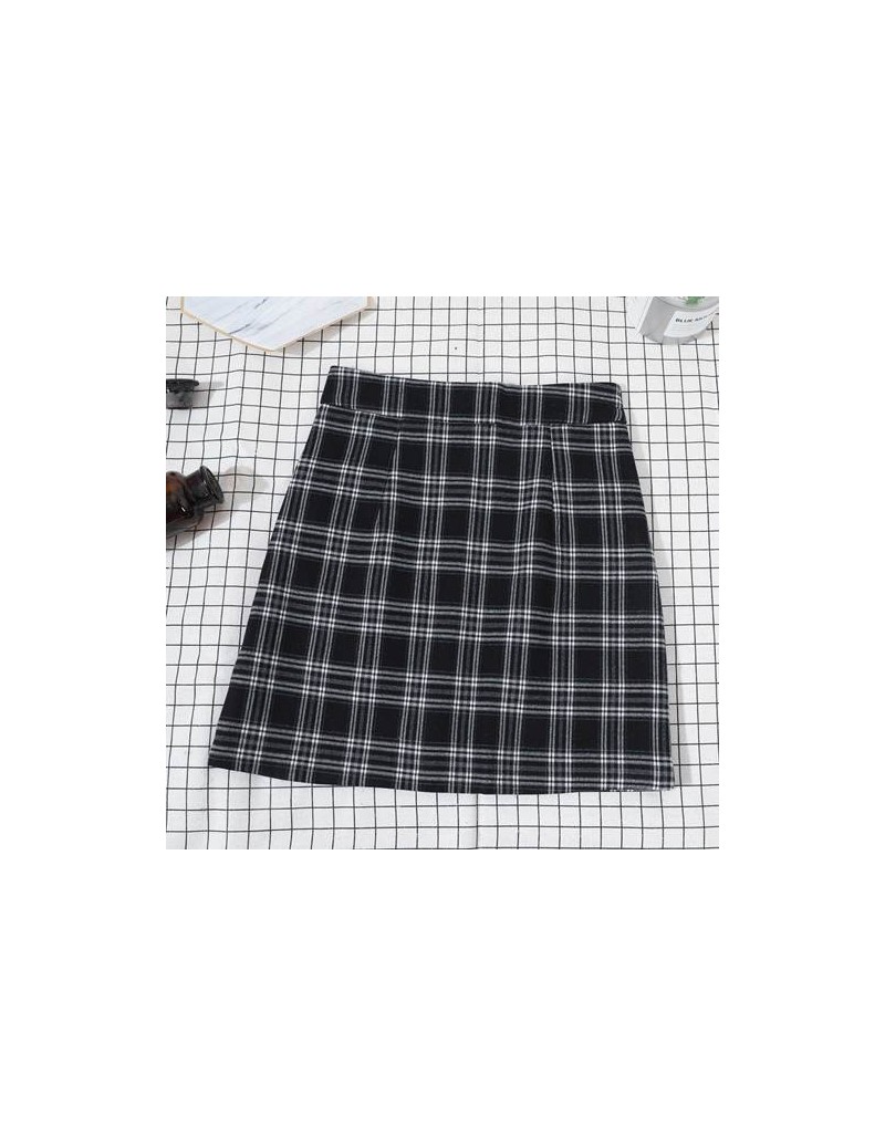 Skirts Summer Plaid Skirt Female Spring A-line Preppy Short Cotton Skirt High Waist Tartan Mini Skirts Skorts Yellow Black Ch...