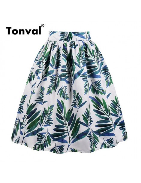 Skirts Multicolor Floral Print Skirt White Pleated Skirts Women Pockets Vintage Midi 2019 Plus Size High Waist Summer Skirt -...