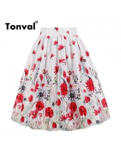 Skirts Multicolor Floral Print Skirt White Pleated Skirts Women Pockets Vintage Midi 2019 Plus Size High Waist Summer Skirt -...
