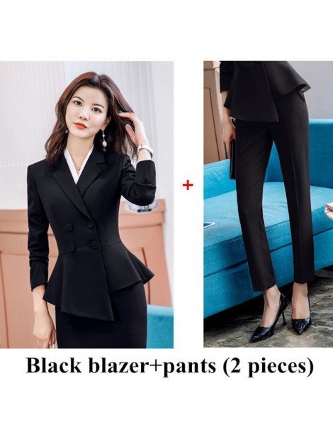 Blazers Women Red blazer Slim Spring Autumn new Elegant Office Lady Jacket Work Suit Ruffled Double Breasted blazer solid Dus...