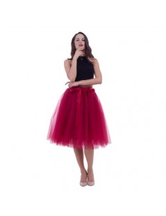 Skirts 5 Layers Midi A Line Tutu Tulle Skirt High Waist Pleated Skater Skirts Womens Vintage Lolita Ball Gown Summer 2019 sai...