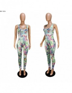 Jumpsuits Summer print tank sleeveless Hollow Out Tethered jumpsuits fashion pencil pants sexy night club romper playsuitCMCY...