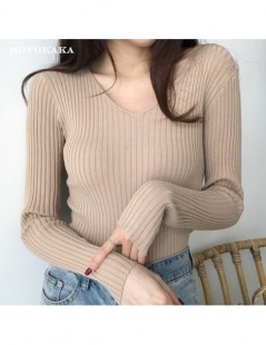 Pullovers Sweaters Knitted Autumn Winter Sweater Women Office Vintage Pullover White With Black Sweater Women V Neck Sweater ...