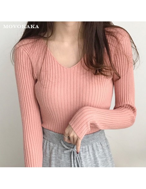 Pullovers Sweaters Knitted Autumn Winter Sweater Women Office Vintage Pullover White With Black Sweater Women V Neck Sweater ...