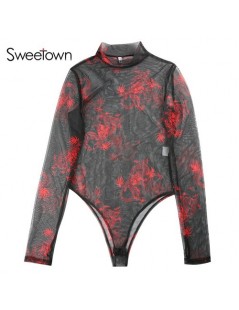 Bodysuits Transparent Sexy Mesh Bodysuit New Arrival 2019 Long Sleeve Dragon Print Body Mujer Rompers Womens Jumpsuit Summer ...