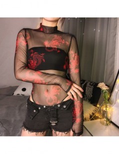 Bodysuits Transparent Sexy Mesh Bodysuit New Arrival 2019 Long Sleeve Dragon Print Body Mujer Rompers Womens Jumpsuit Summer ...